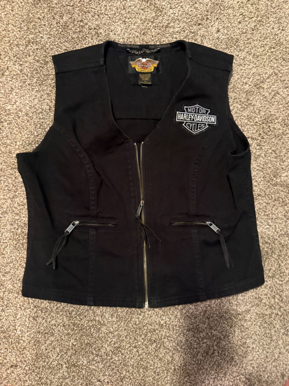 Harley Davidson Black Vest with Patch Detail